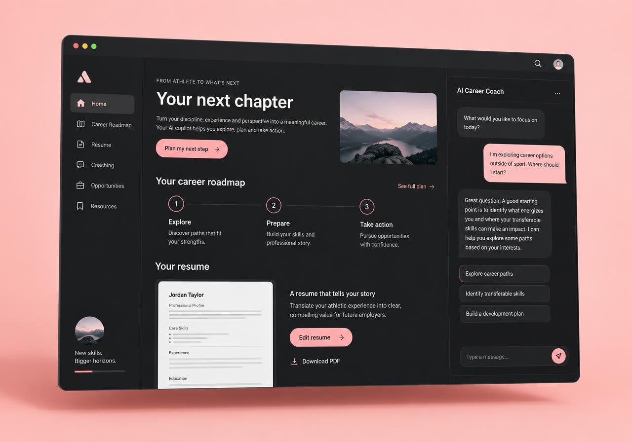 Athlete Career Copilot concept interface