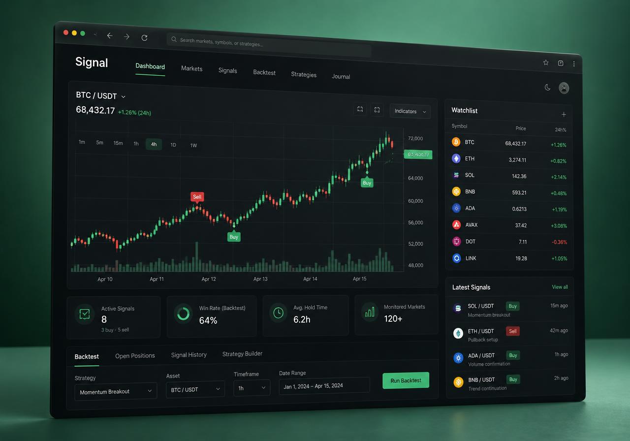Crypto Signal Dashboard concept interface