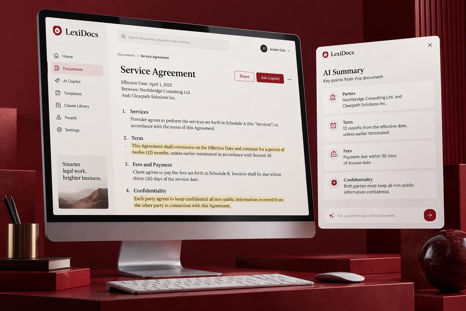 LexiDocs Copilot sample mockup